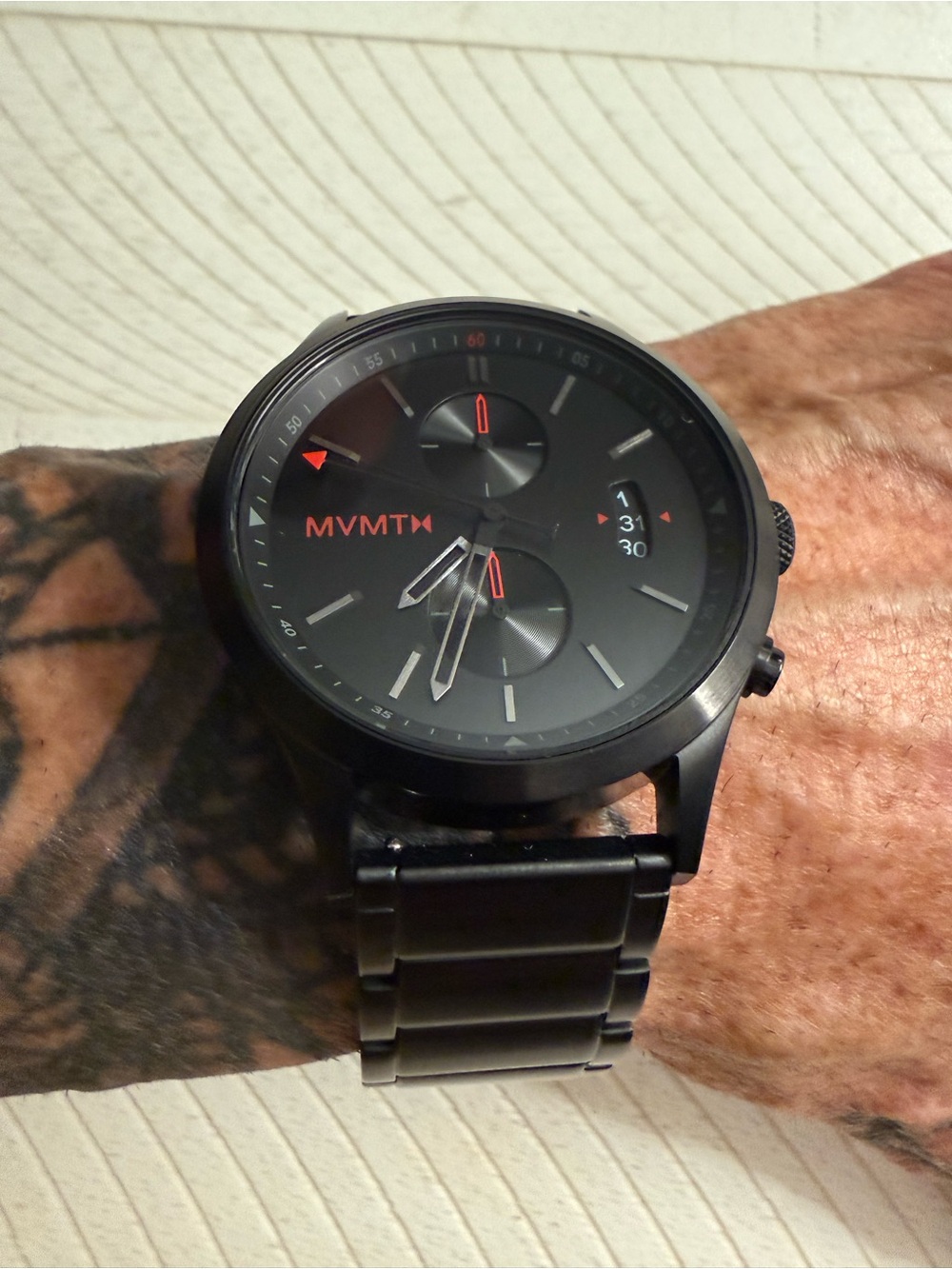 MVMT Chrono Men's Black Watch with Red Accents
